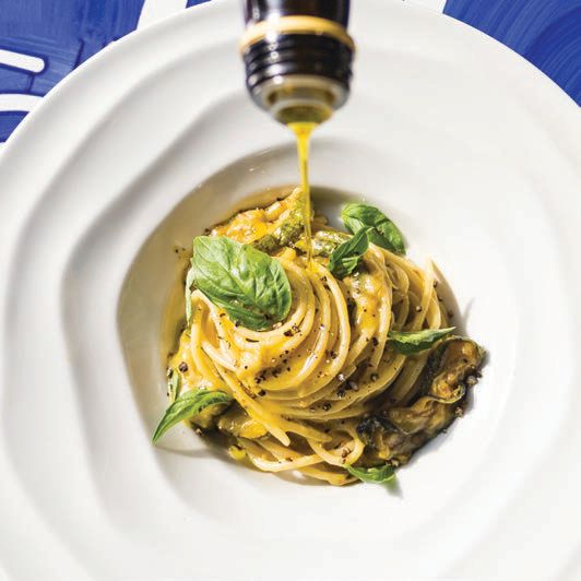 Celebrate Girasole’s 30th anniversary with rich dishes like the spaghetti alla Nerano with zucchini, basil pesto and parmigiano. PHOTO; COURTESY OF GIRASOLE