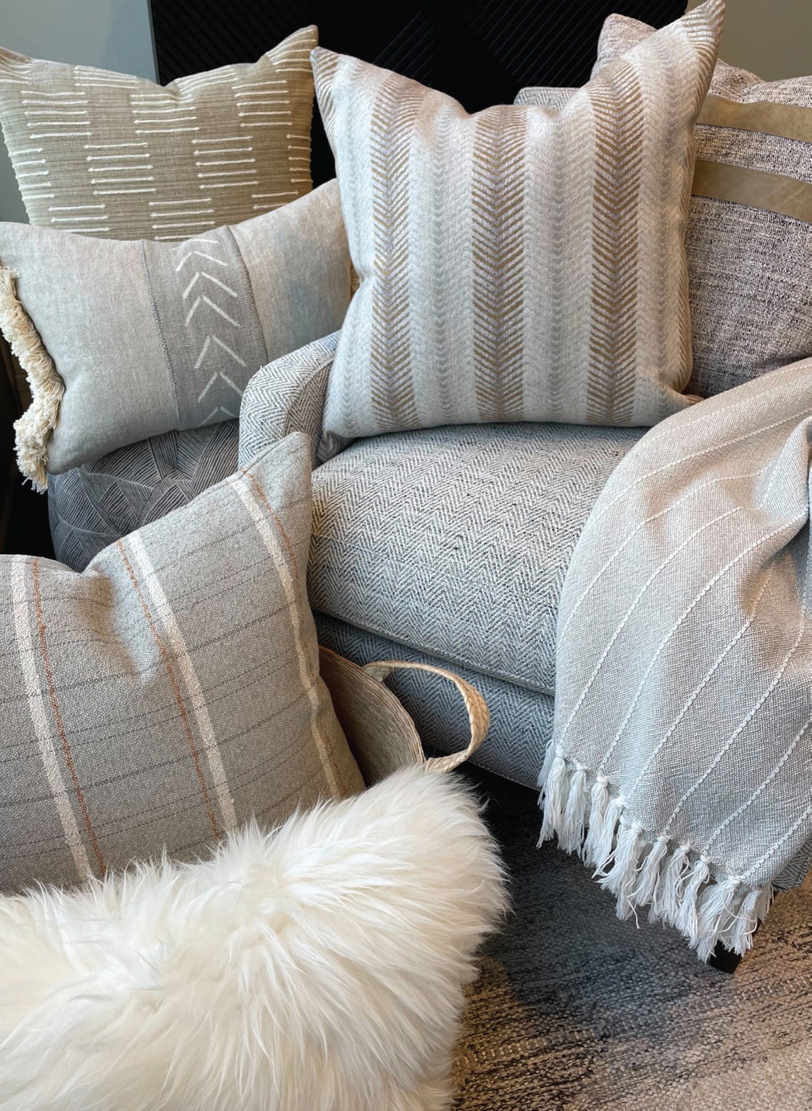 Neutral pillows from HOST Interiors. PHOTO COURTESY OF HOST