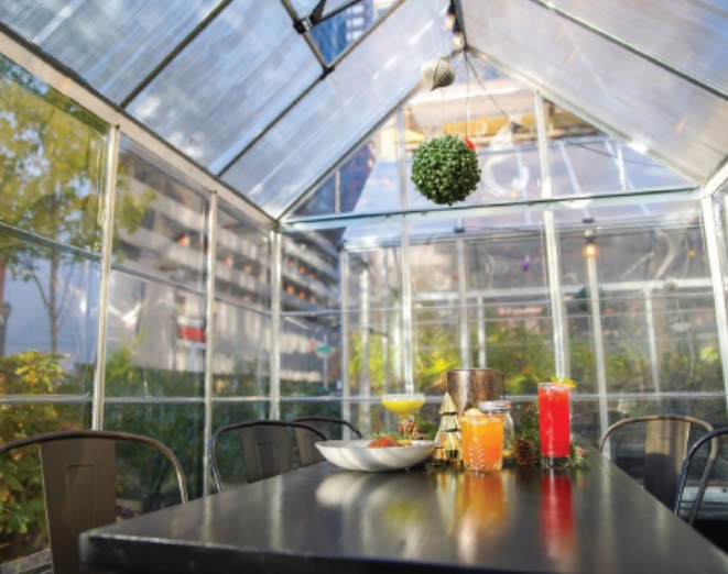 Escape the winter chill in a greenhouse at Harper’s Garden. PHOTO COURTESY OF: FCM HOSPITALITY/ALISTAIR MCDONALD