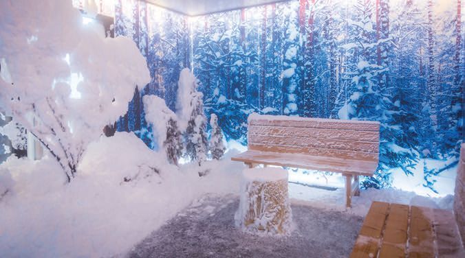 The Snow Room, the first of its kind in the U.S., offers a soothing alternative to the age-old Tyrolean tradition of the cold bucket shower.PHOTO COURTESY OF THE BRAND