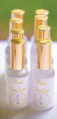 Personalized hand sanitizers were given to guests. Photographed by Ron Soliman