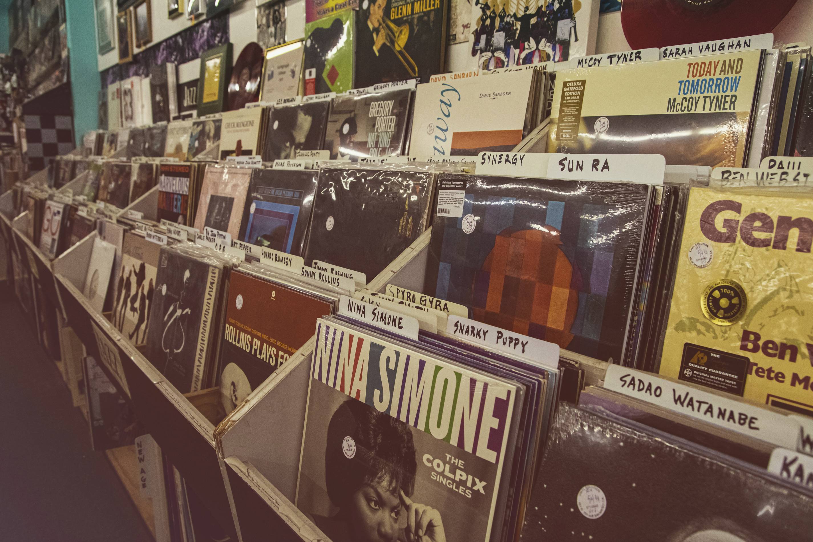 record shop vinyl crates
